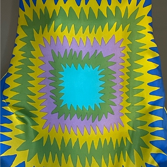 Gorg Vintage Pia Piccini Psychedelic Groovy Print Silk Scarf 26 In Sq Good Cond - Picture 3 of 10